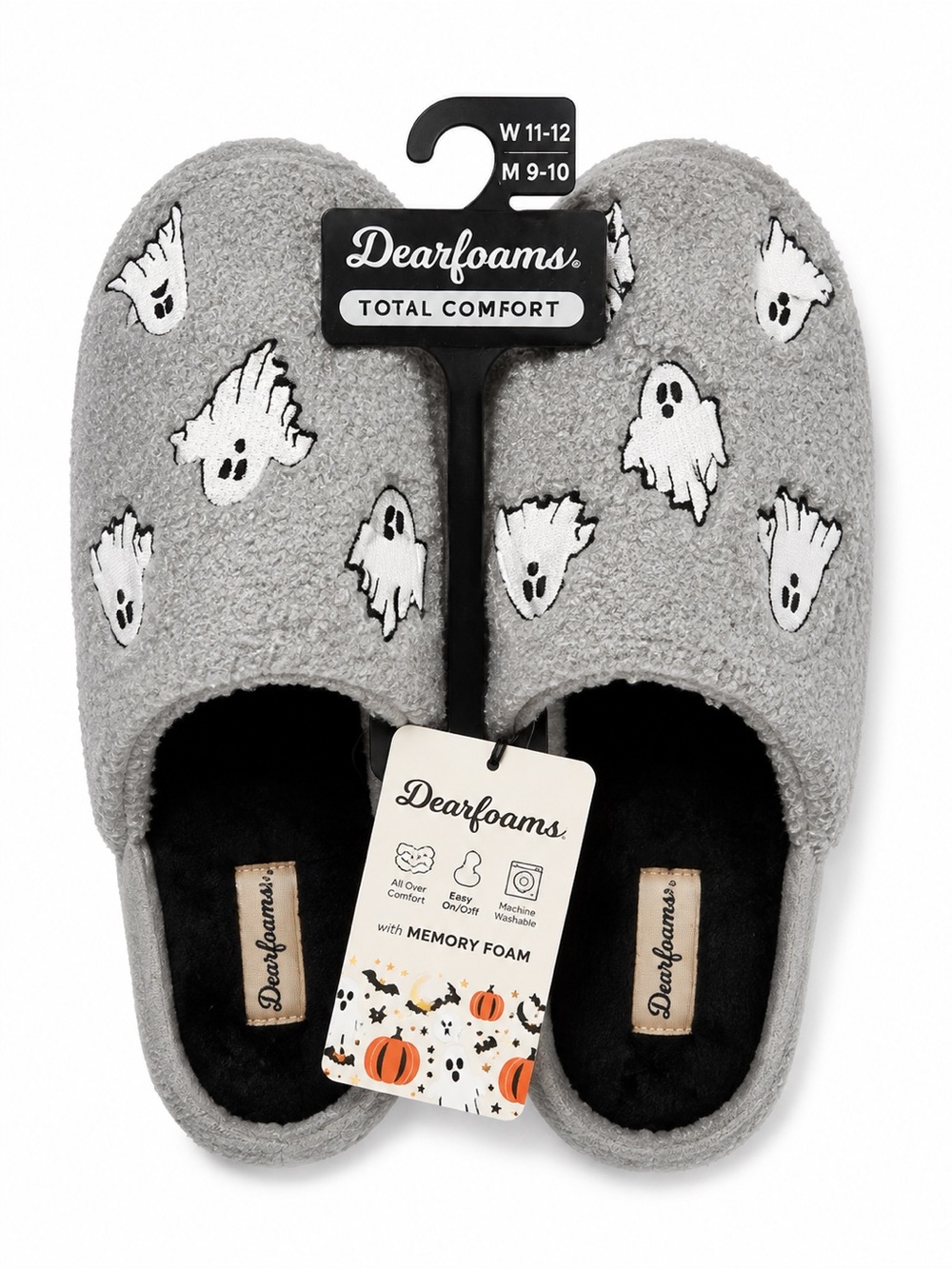 dearfoams Gray Ghost Print Memory Foam Women's Slippers